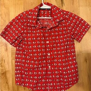 Janie and Jack Red Sailboat Print Shirt (size 6)